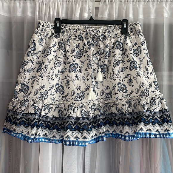 Blue and White Mini Skirt - Picture 1 of 6